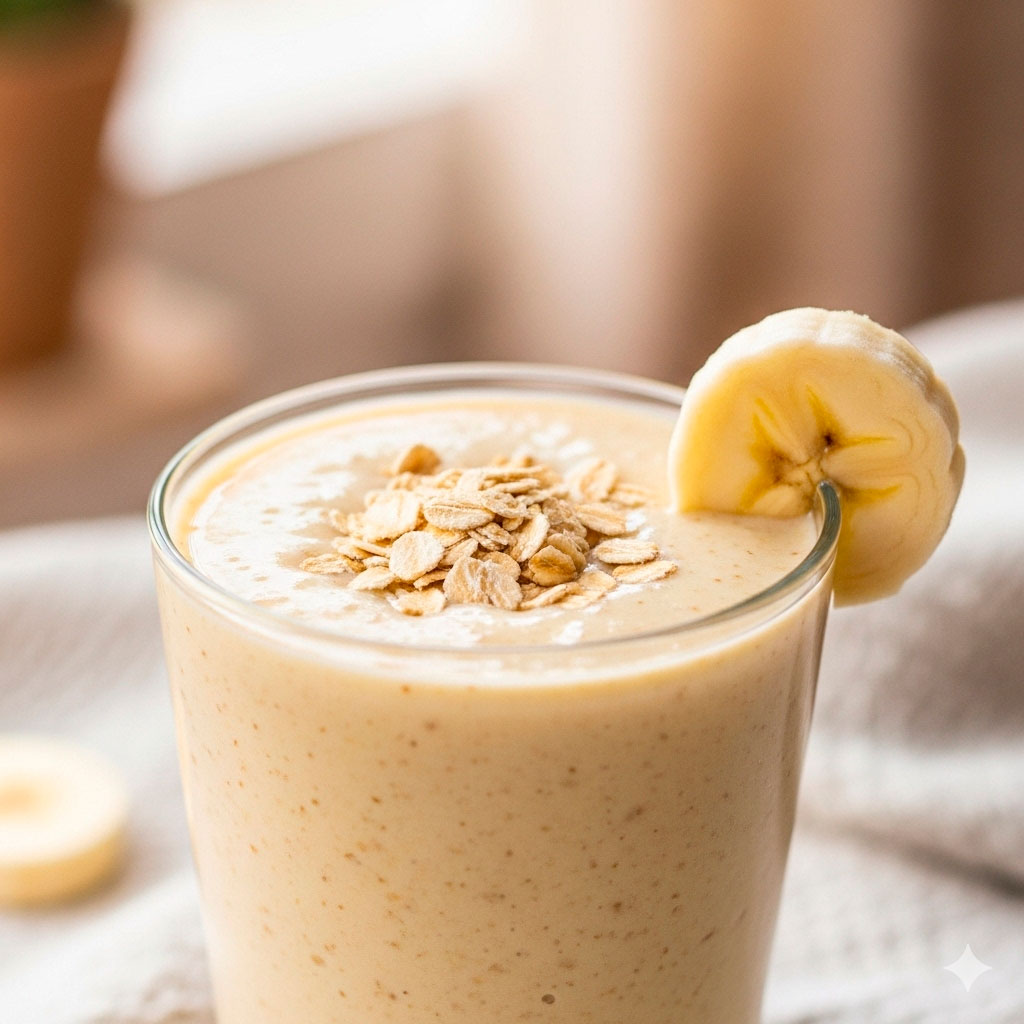 Smoothie calmante de plátano y avena cocida