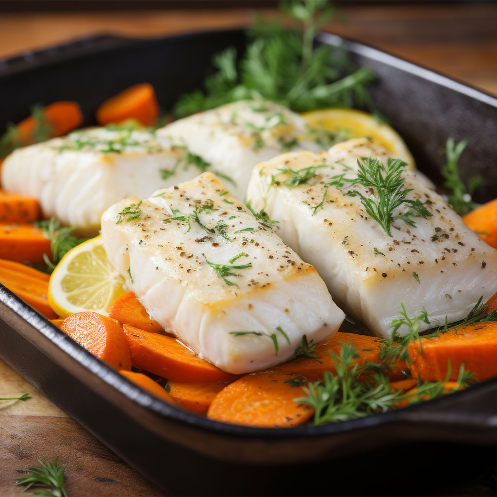 filete-de-pescado-blanco-al-vapor-con-zanahoria-para-dieta-de-colitis